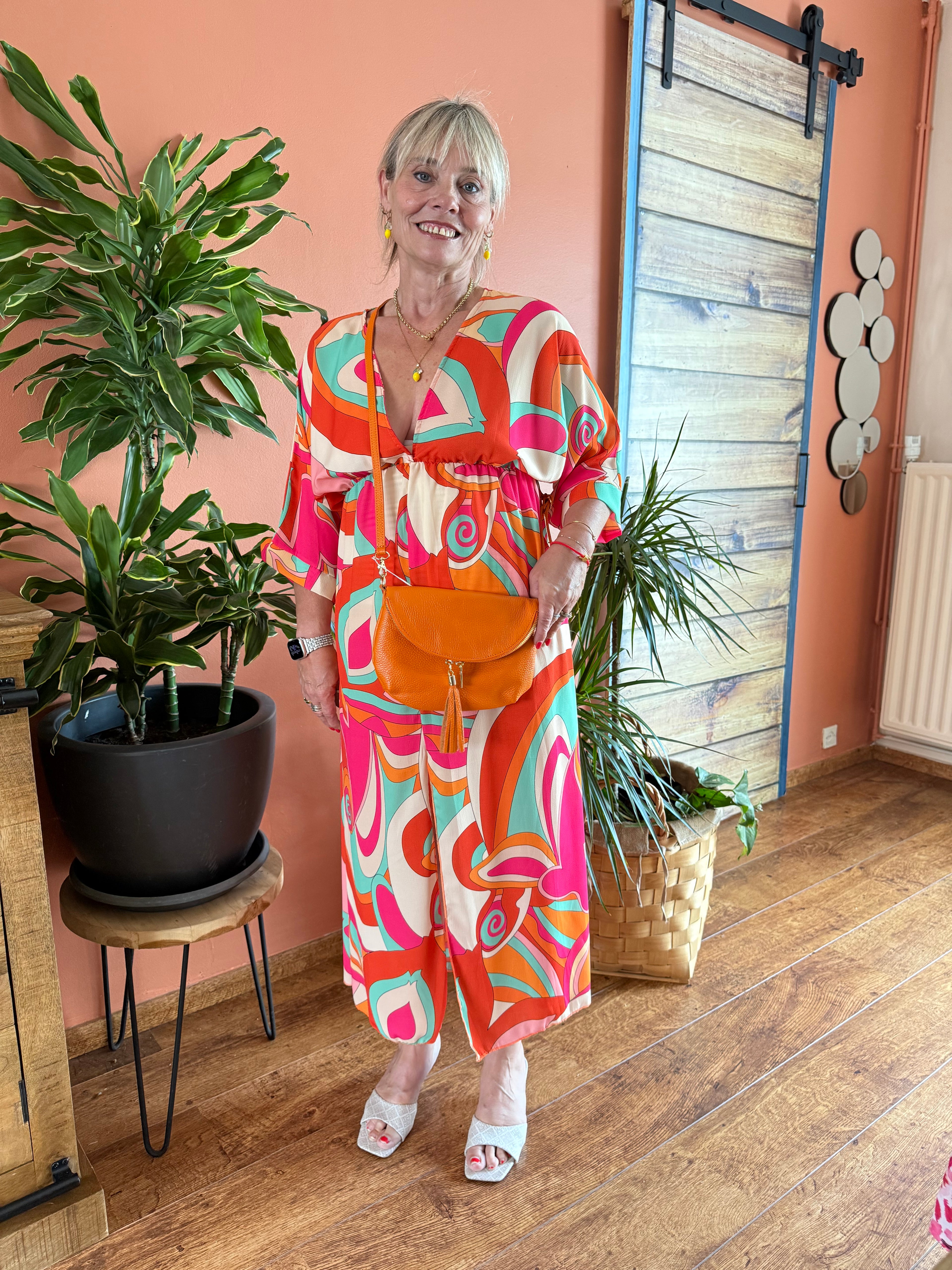 Robe Maria graphique orange