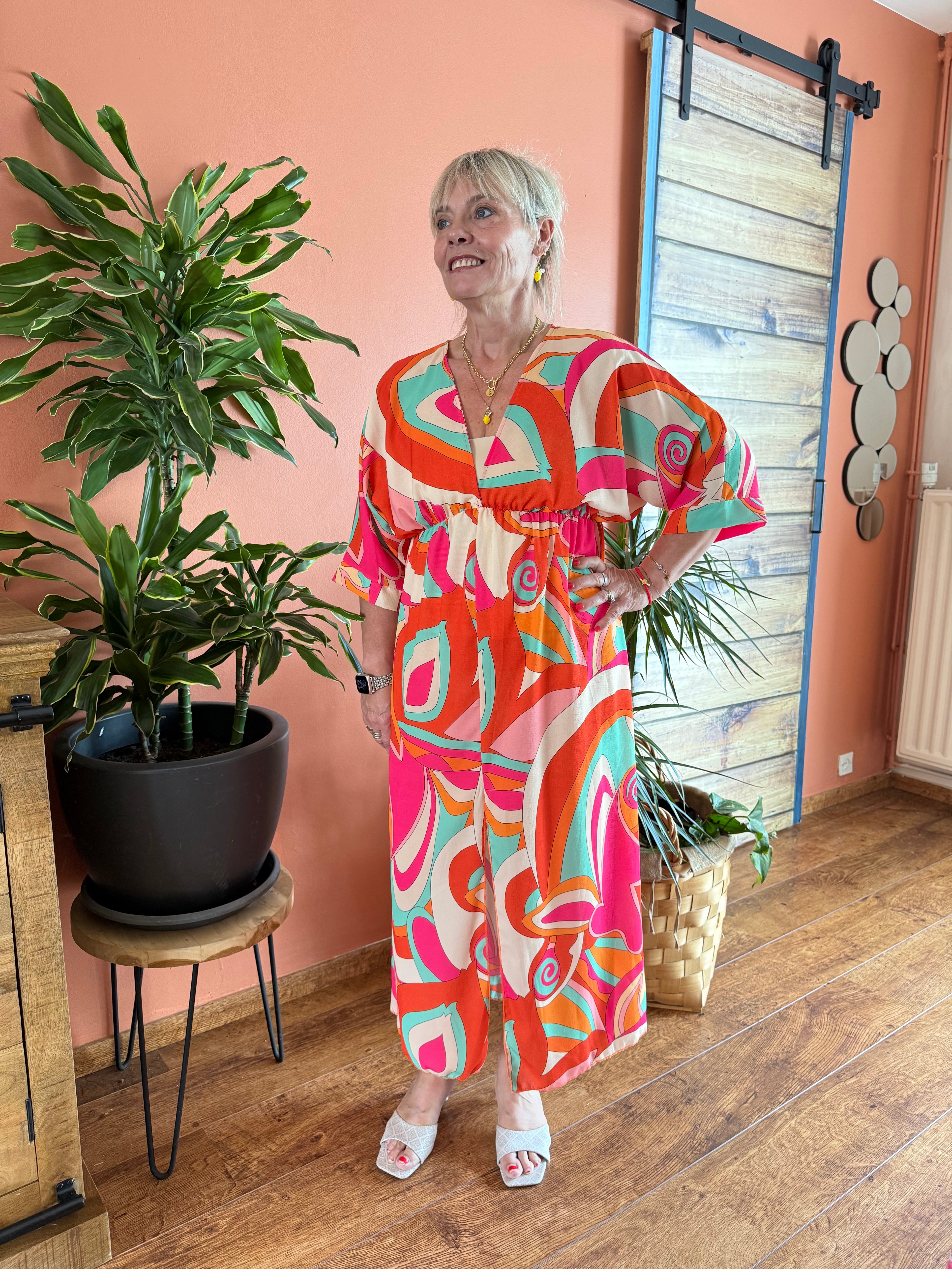 Robe Maria graphique orange