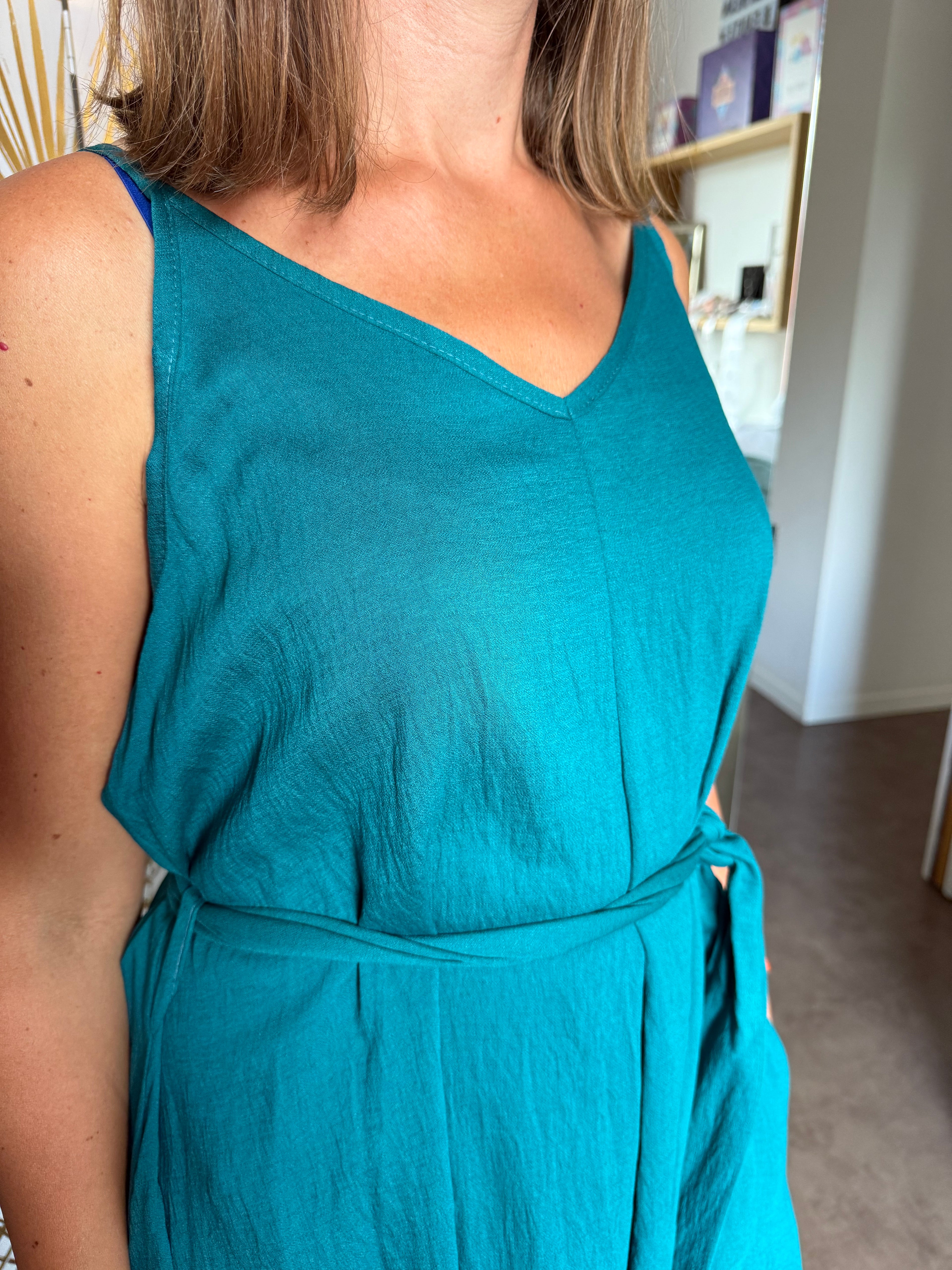Robe bleu canard à poches