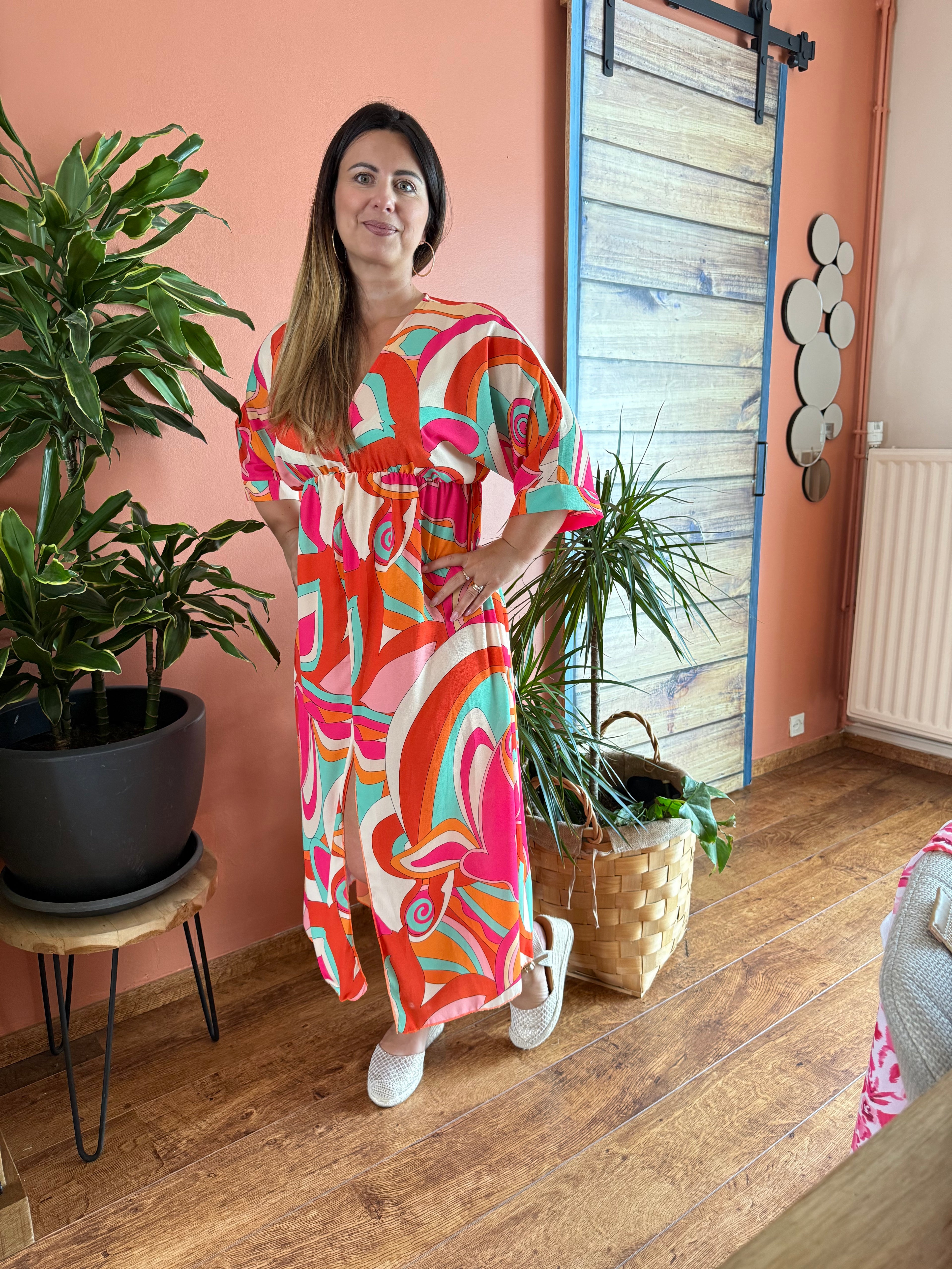 Robe Maria graphique orange
