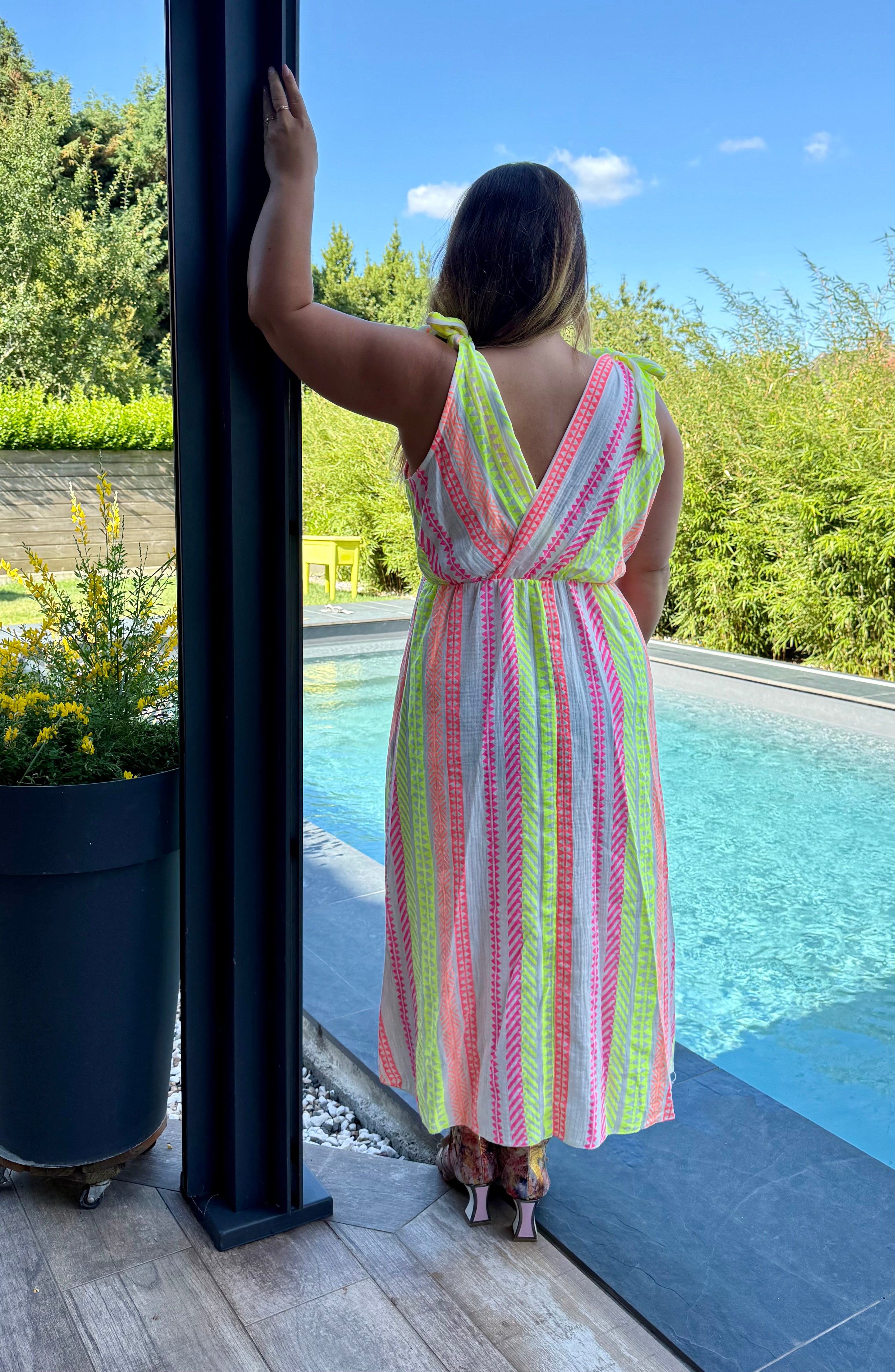 Robe bohème jaune fluo