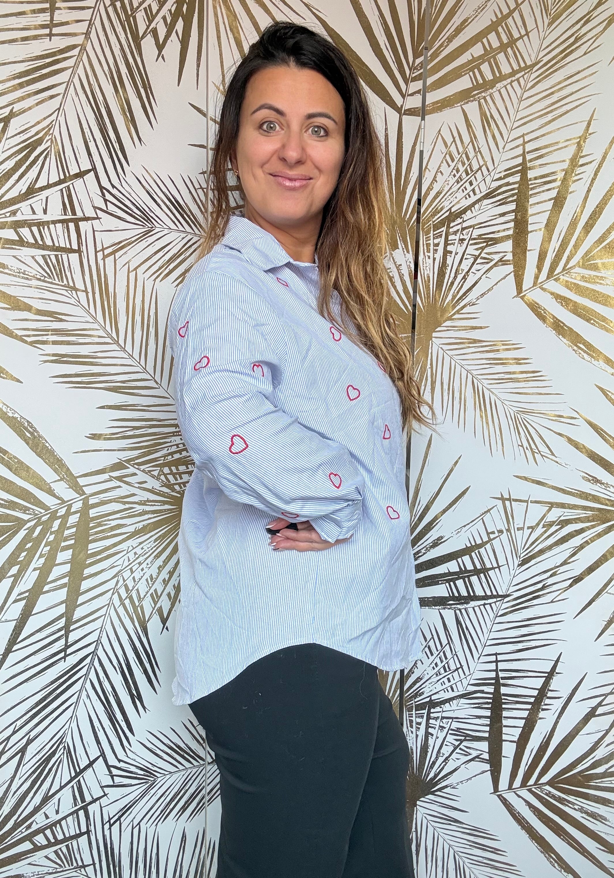 Chemise cœurs rouge