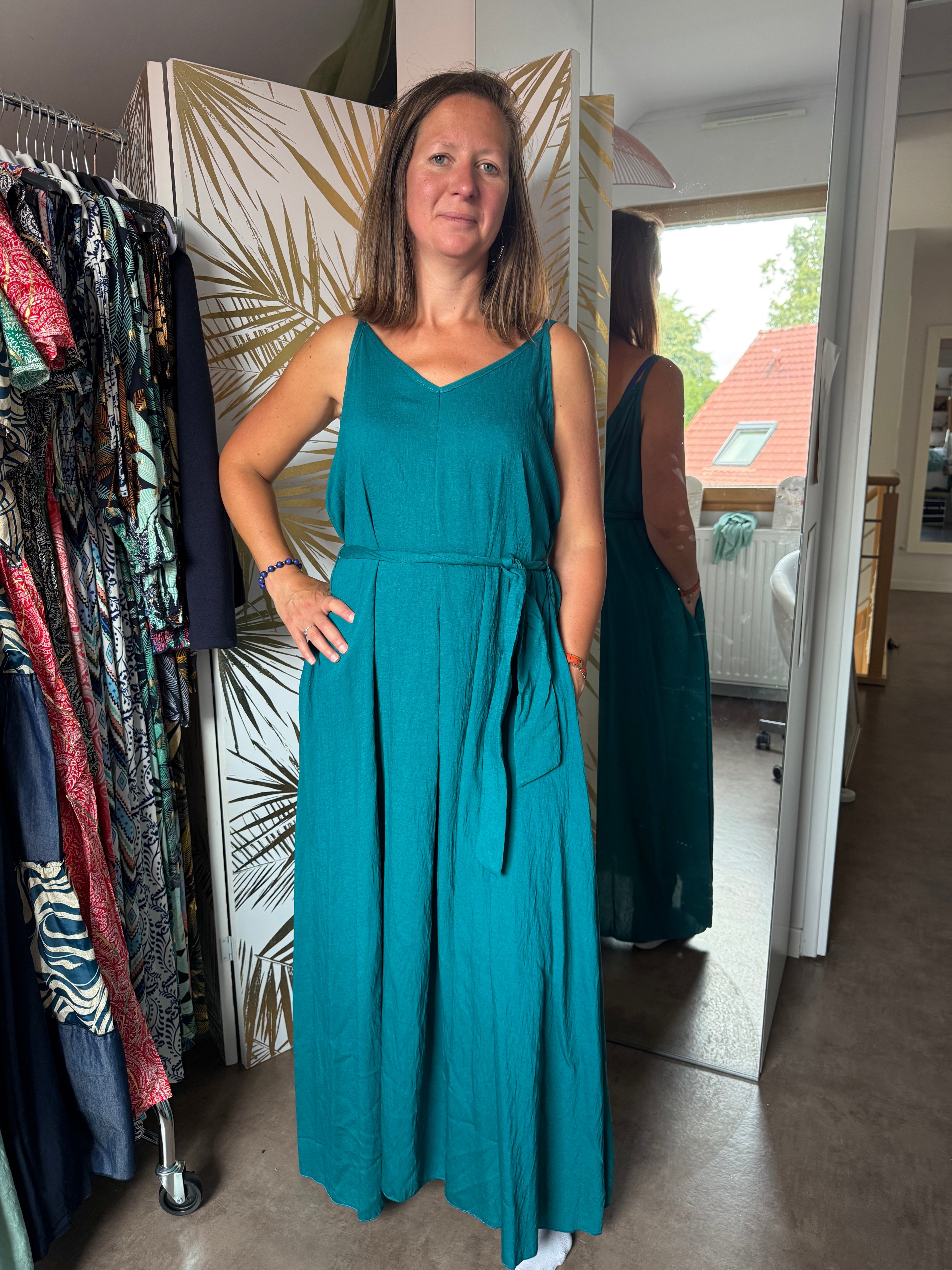 Robe bleu canard à poches
