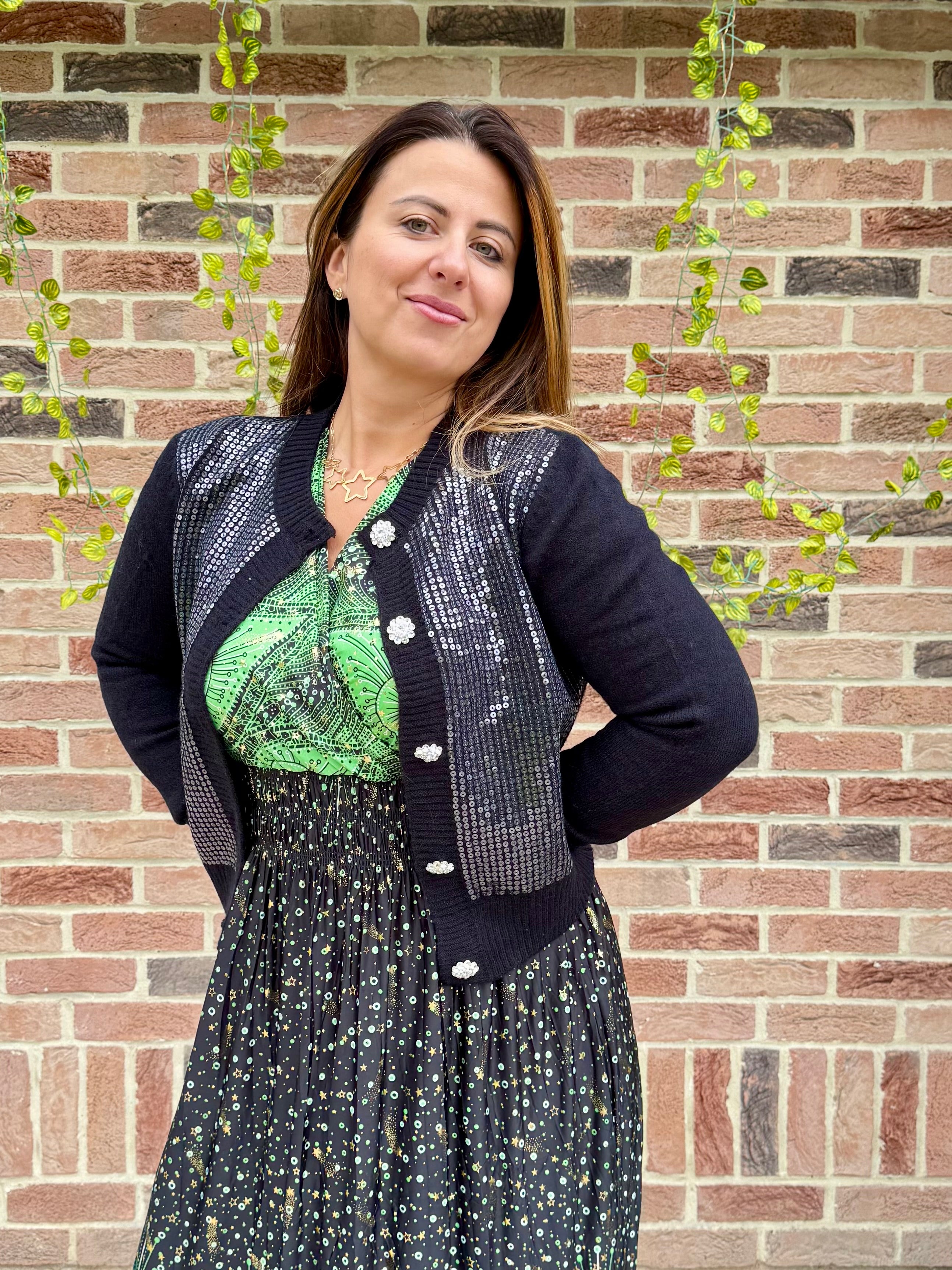 Robe magique verte à étoiles