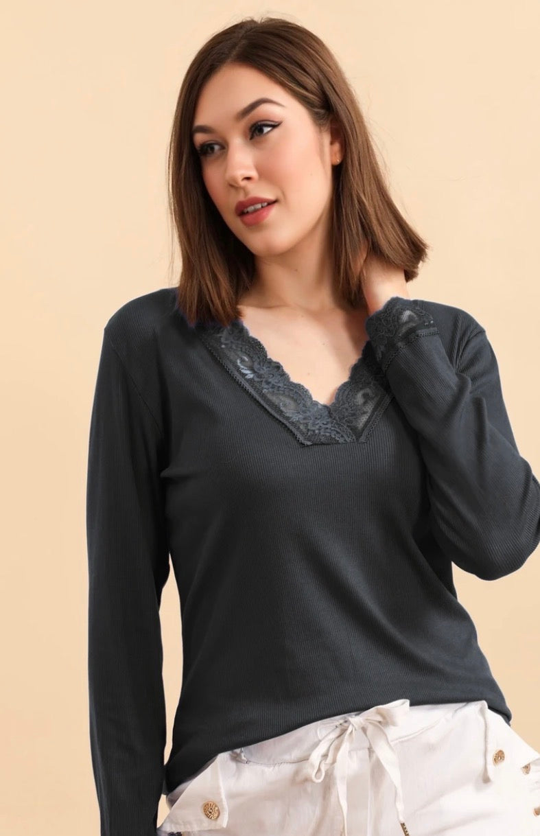 Tee-shirt dentelles ML