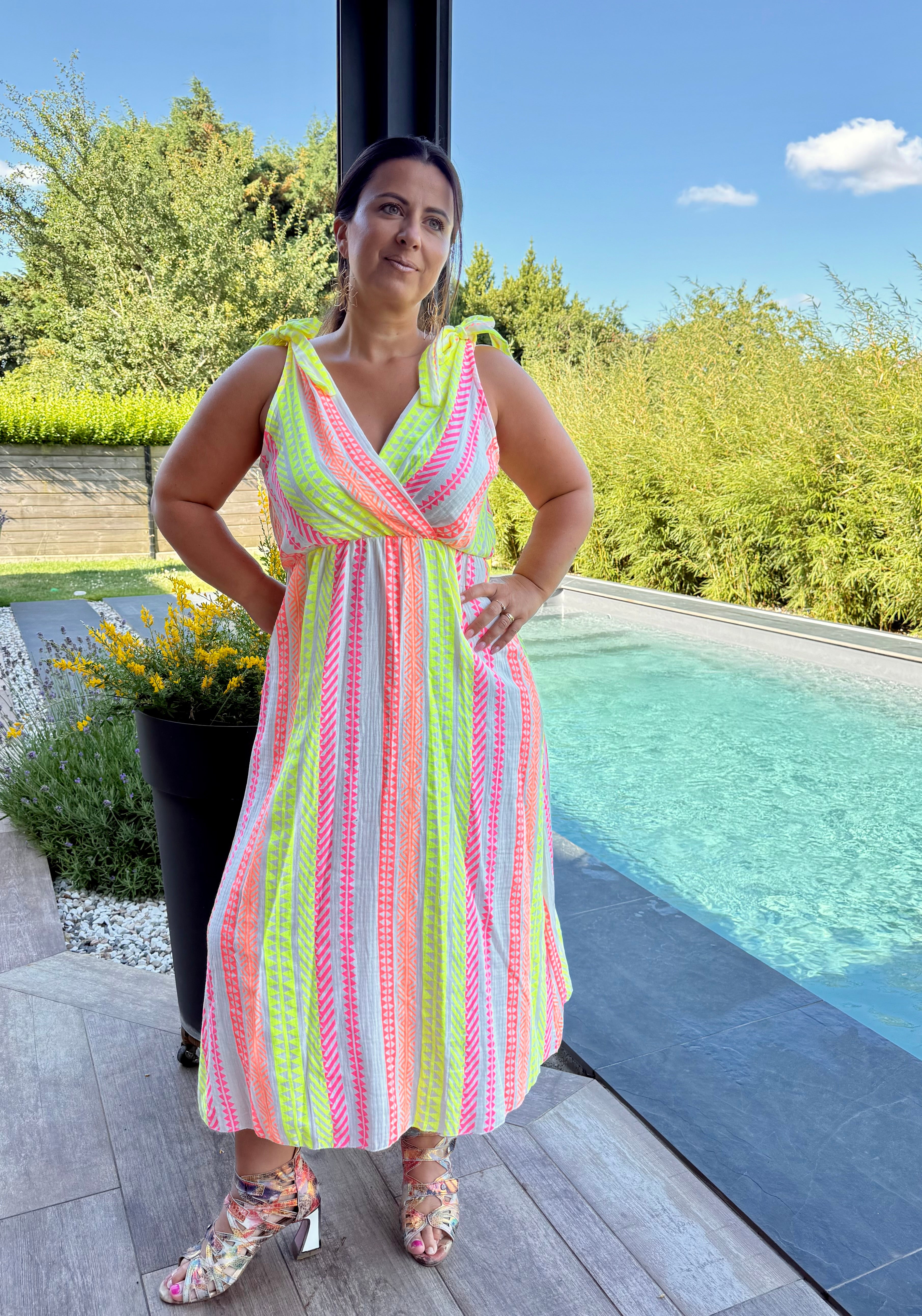 Robe bohème jaune fluo
