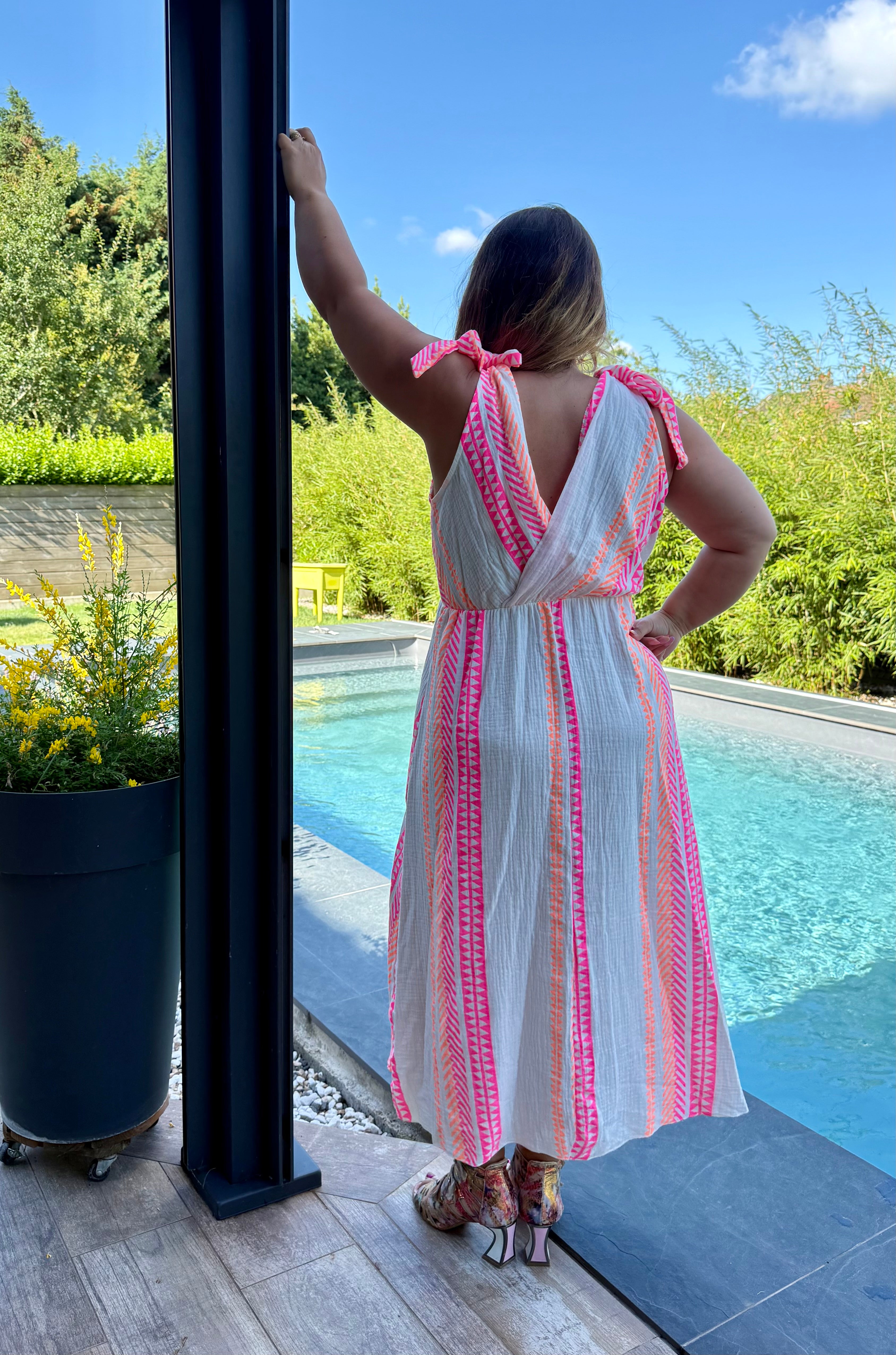 Robe bohème fluo rose