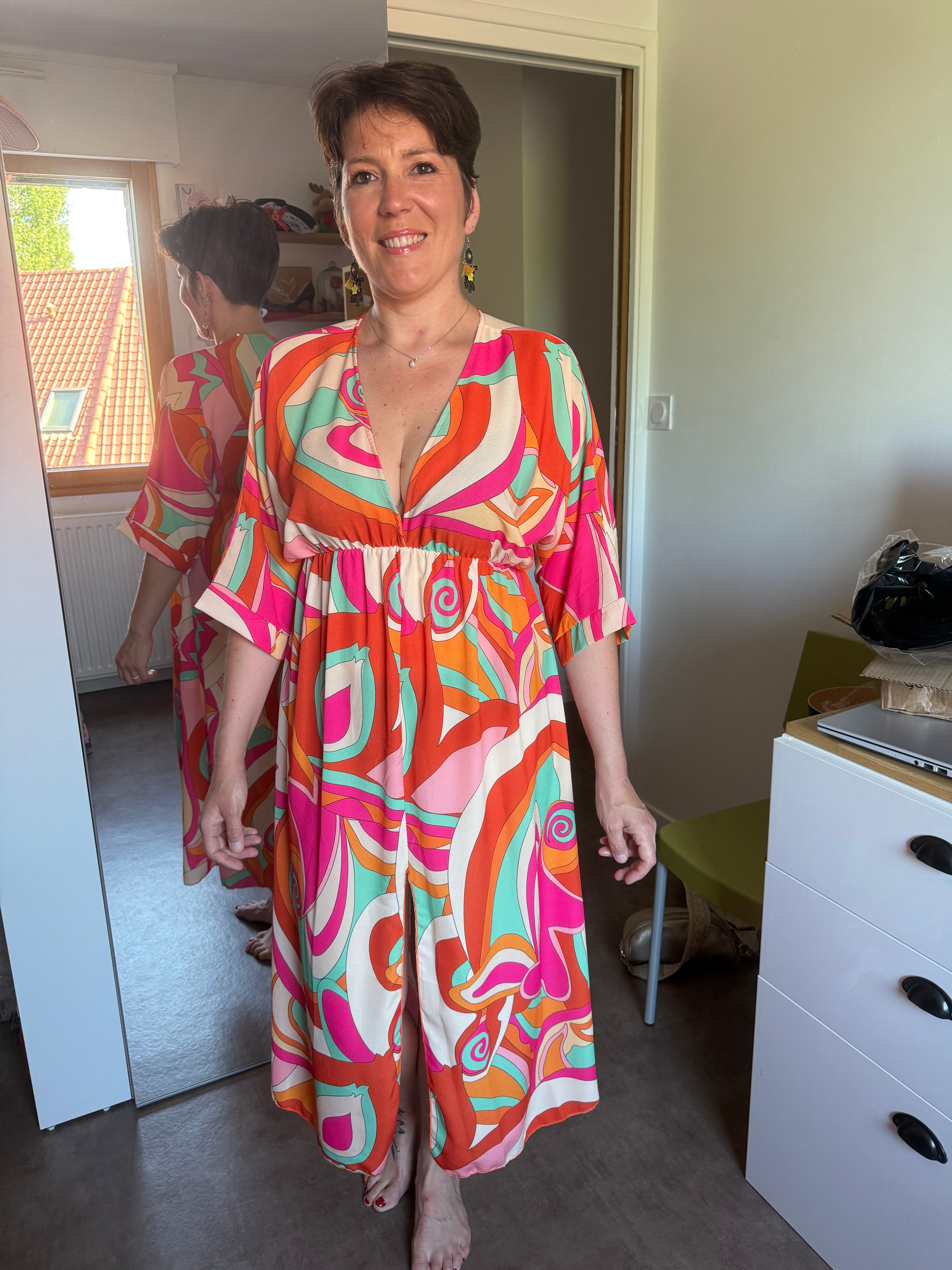 Robe Maria graphique orange