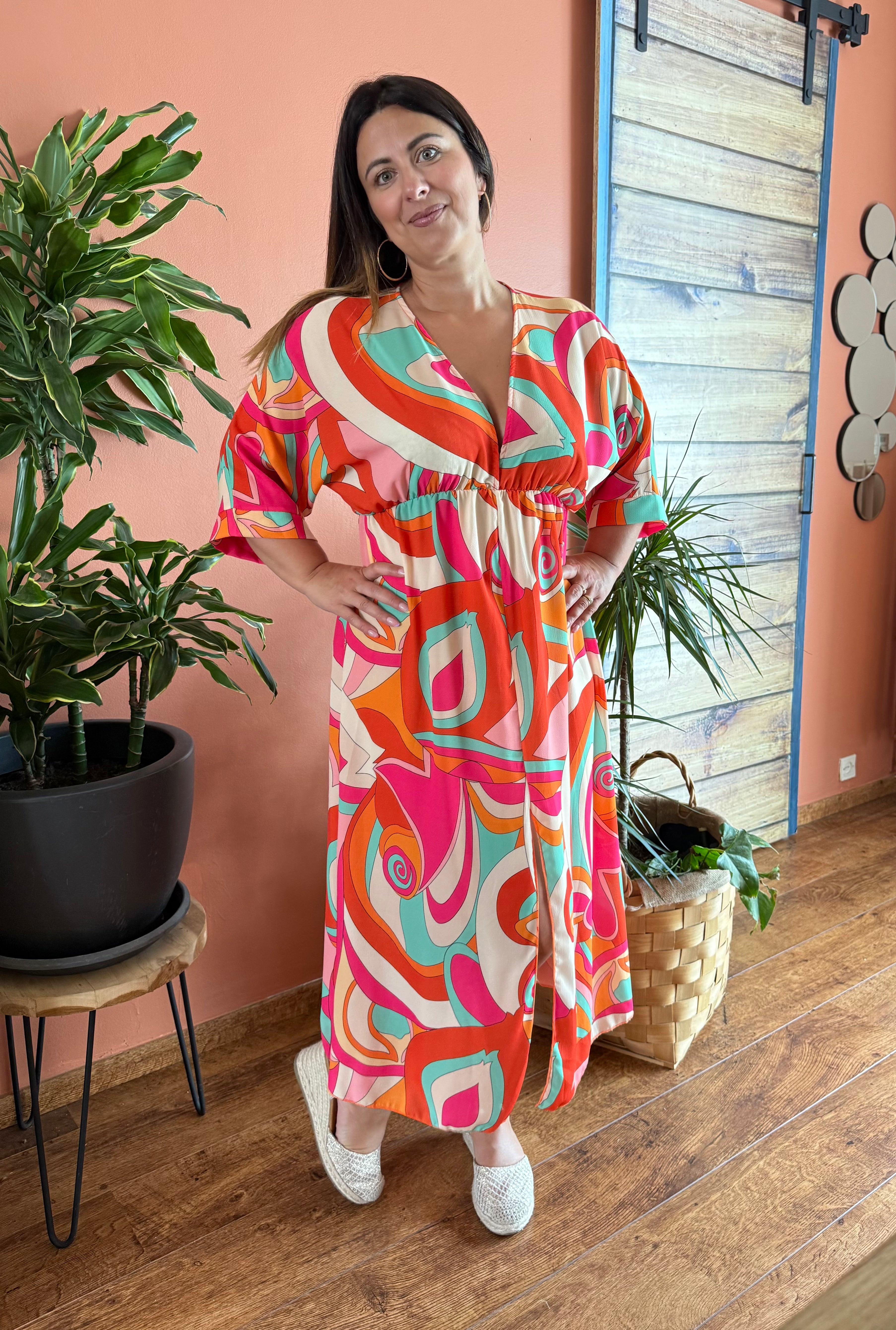 Robe Maria graphique orange
