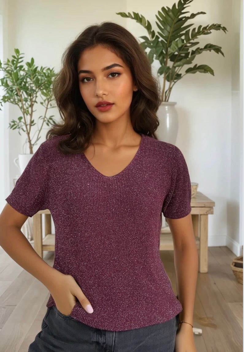 T-shirt à paillettes vert d’eau