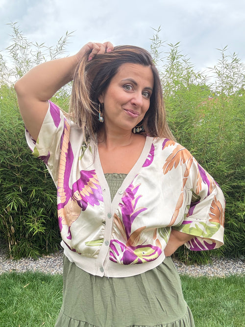 Boléro de soie Jungle beige