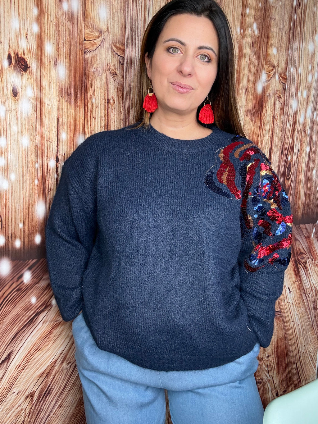 Pull Rosa marine