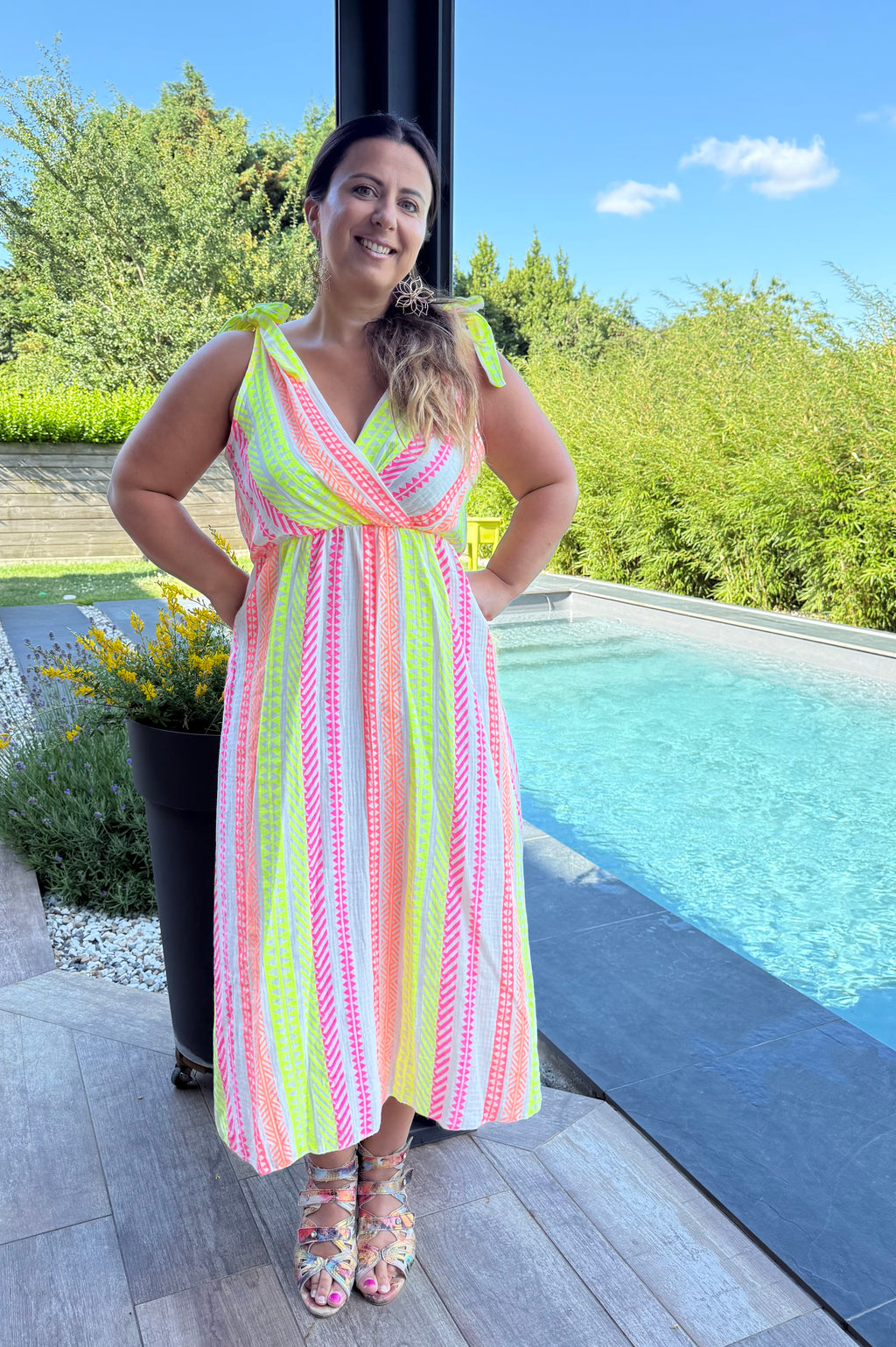 Robe bohème jaune fluo