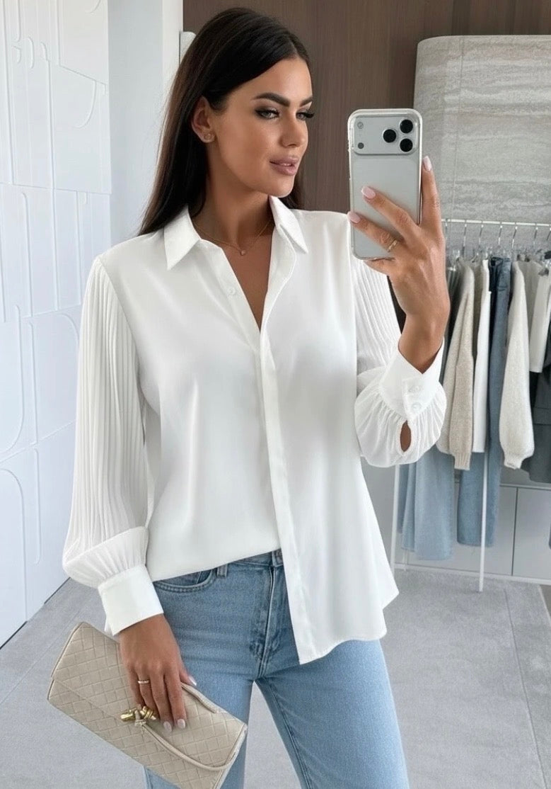 Chemise oversize manches plissées