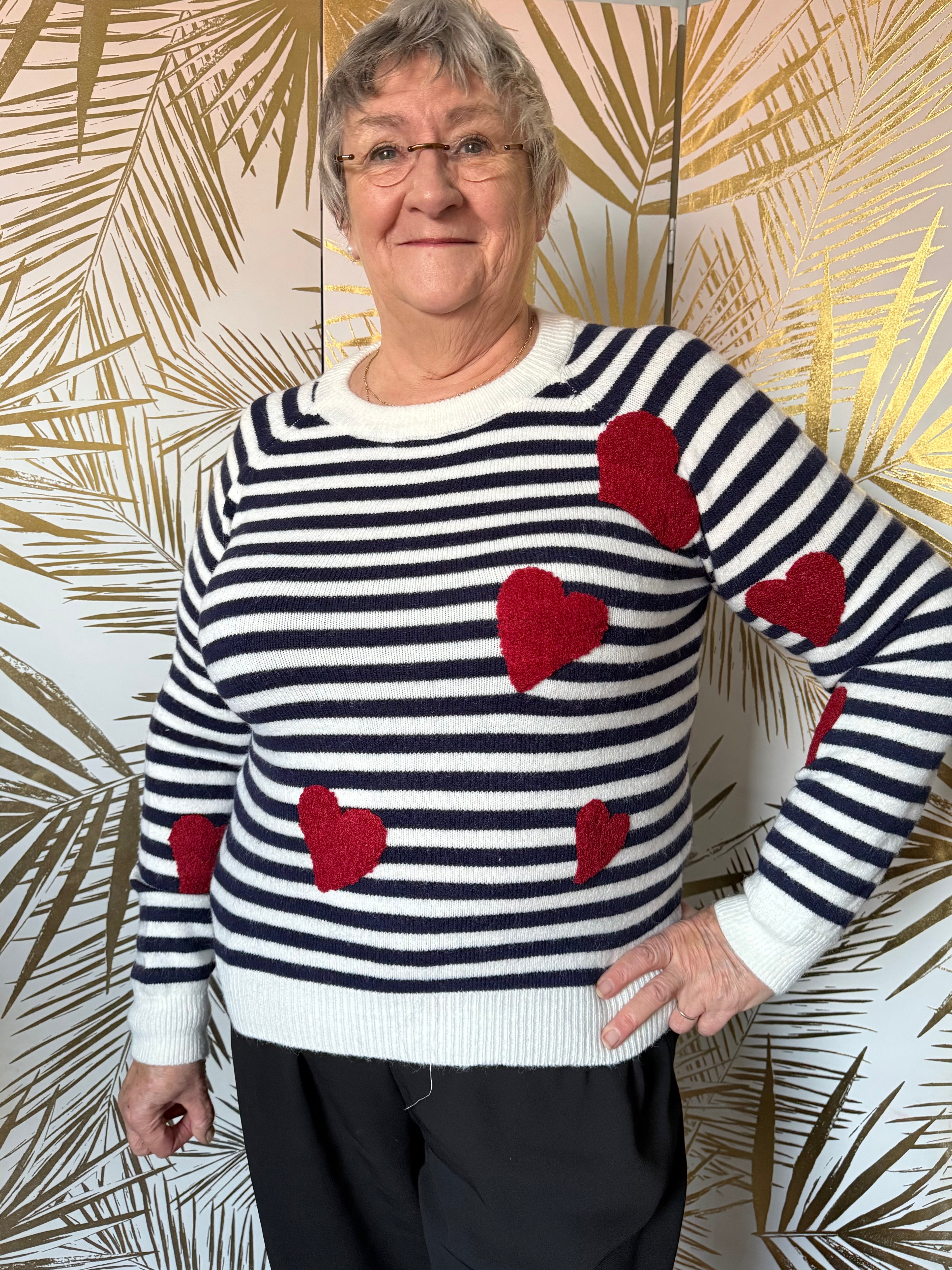 Pull marin à cœurs