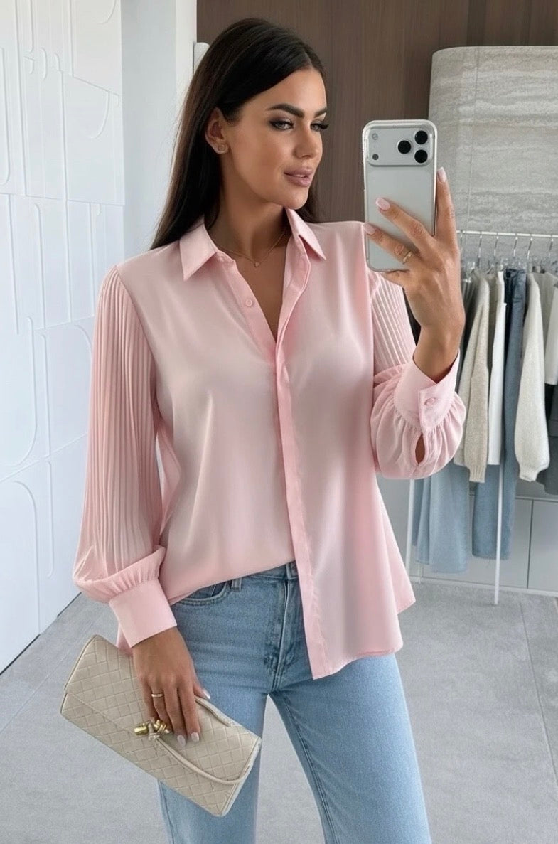 Chemise oversize manches plissées