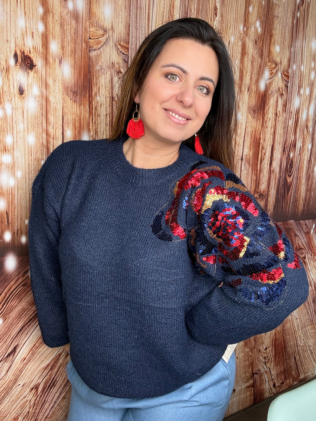Pull Rosa marine