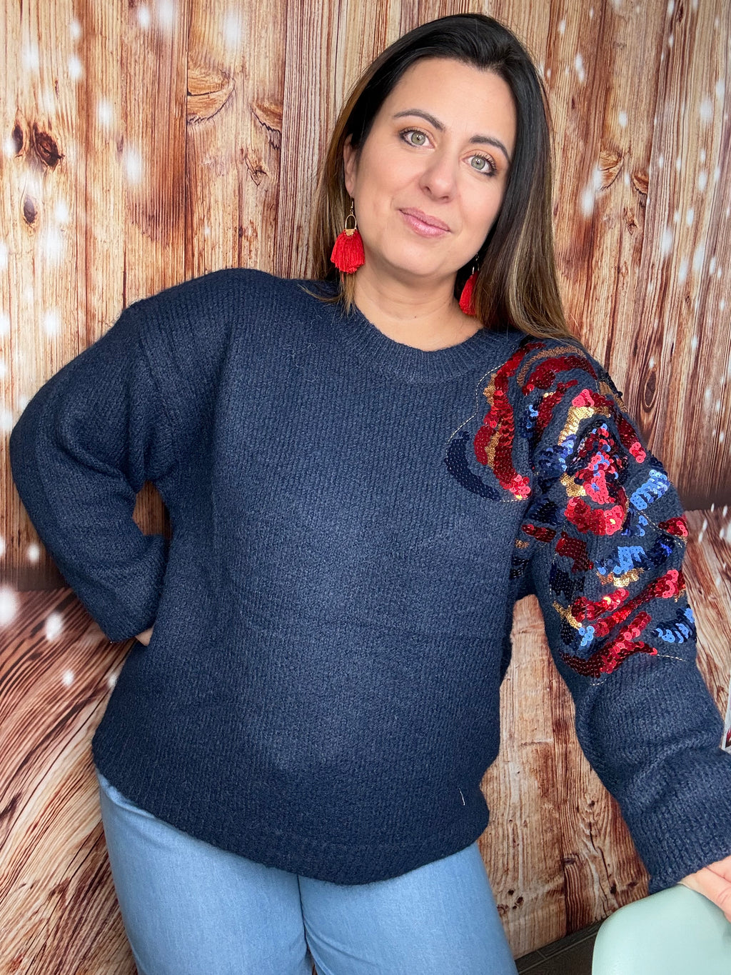Pull Rosa marine