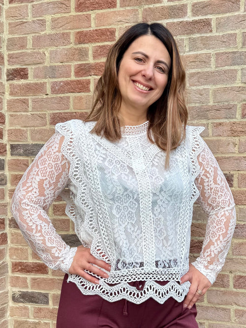 Blouse dentelles blanc
