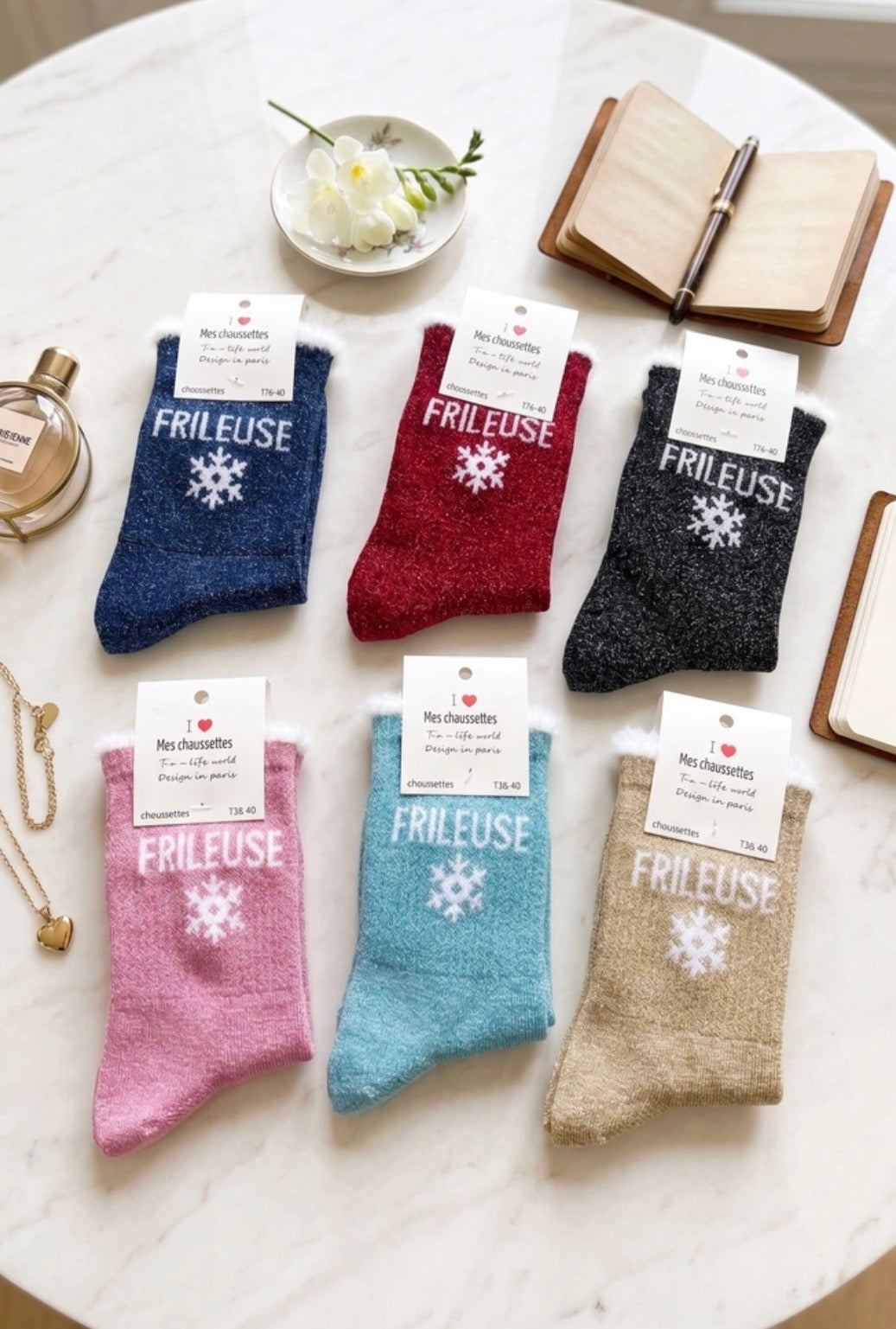 Chaussettes à paillettes Frileuse