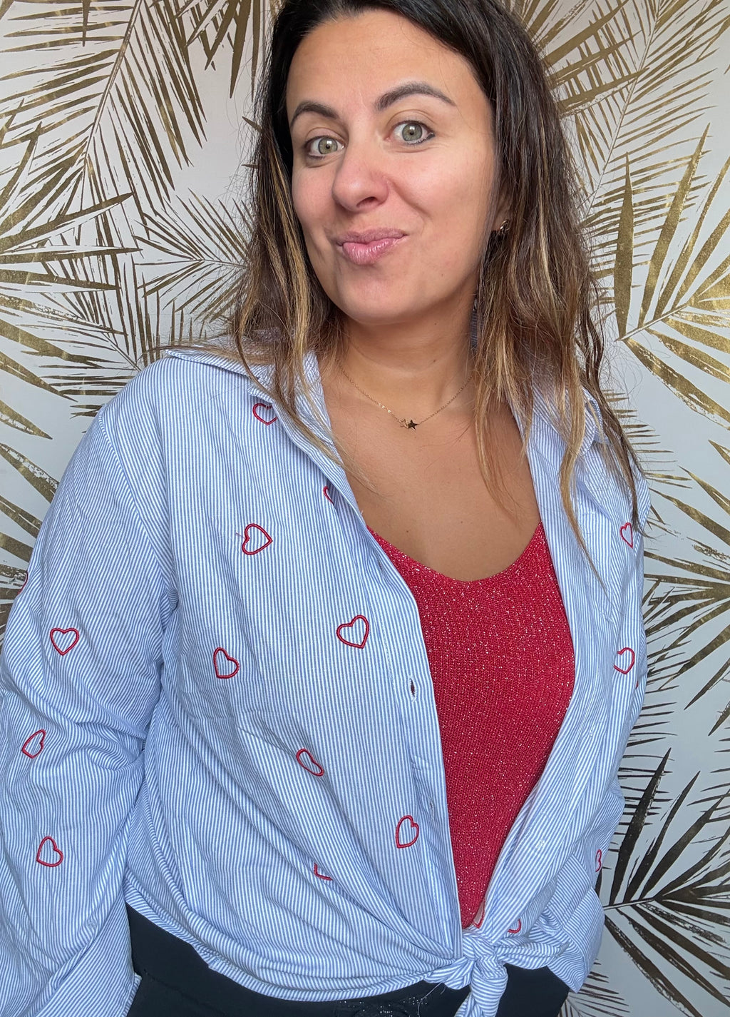 Chemise cœurs rouge