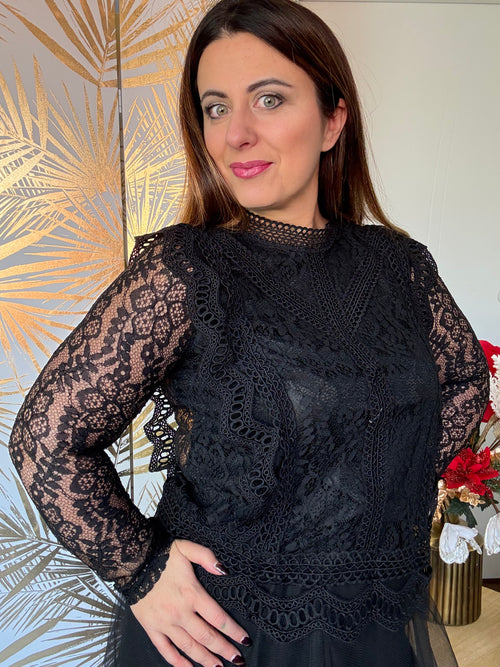Blouse dentelles noir
