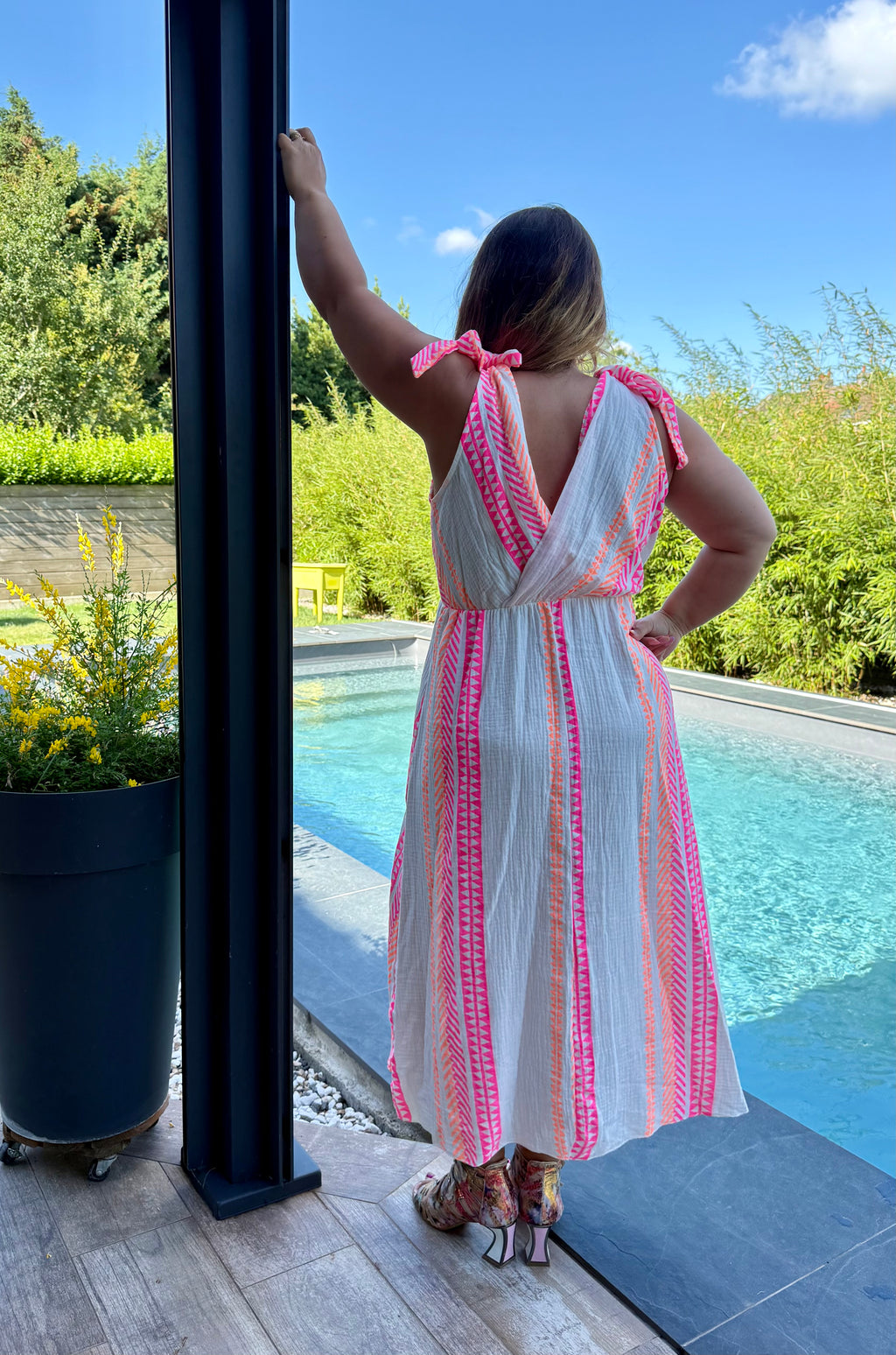 Robe bohème fluo rose