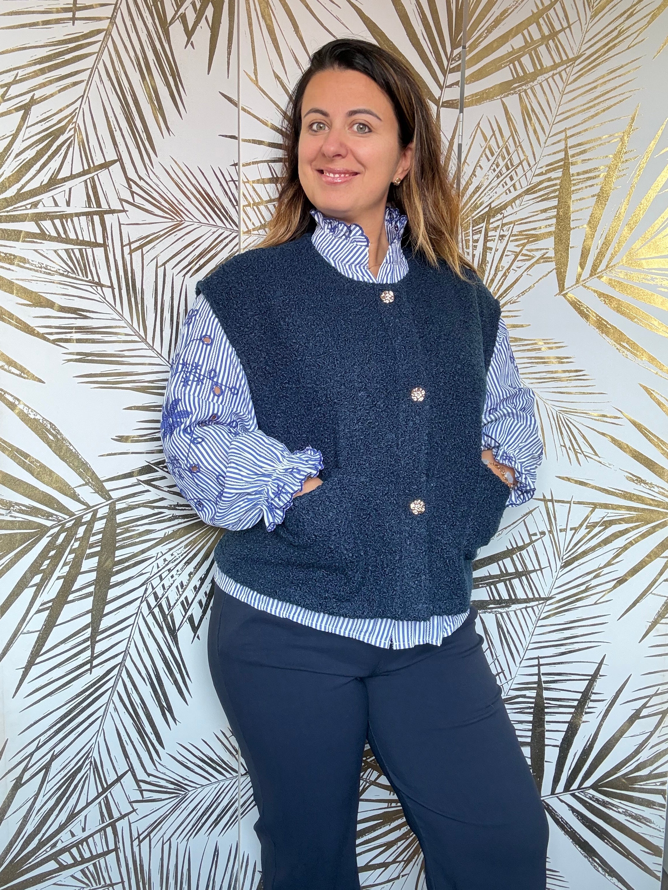 Chemise rayée avec fleurs