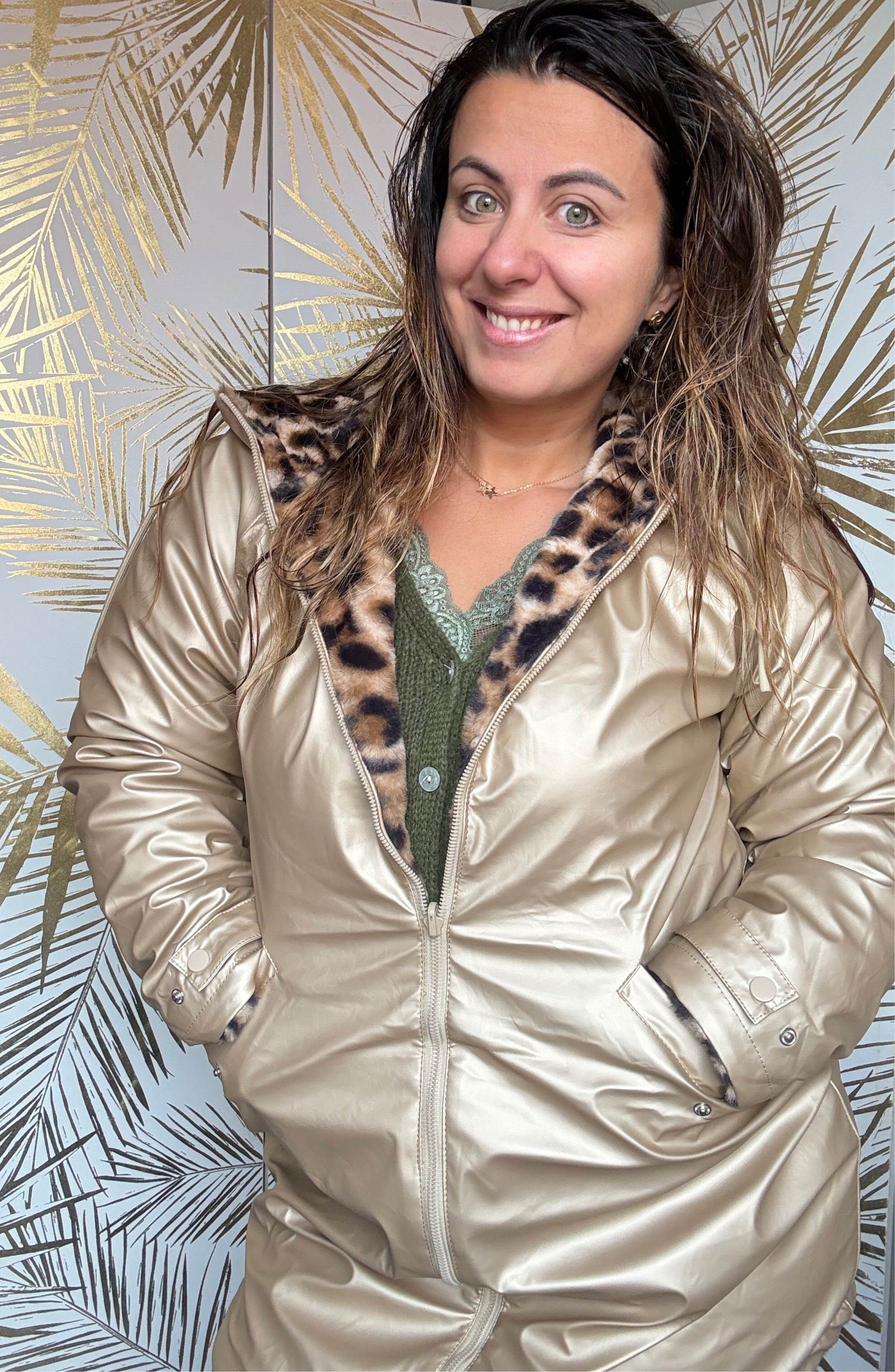 Manteau/parka waterproof fourré Léopard réversible