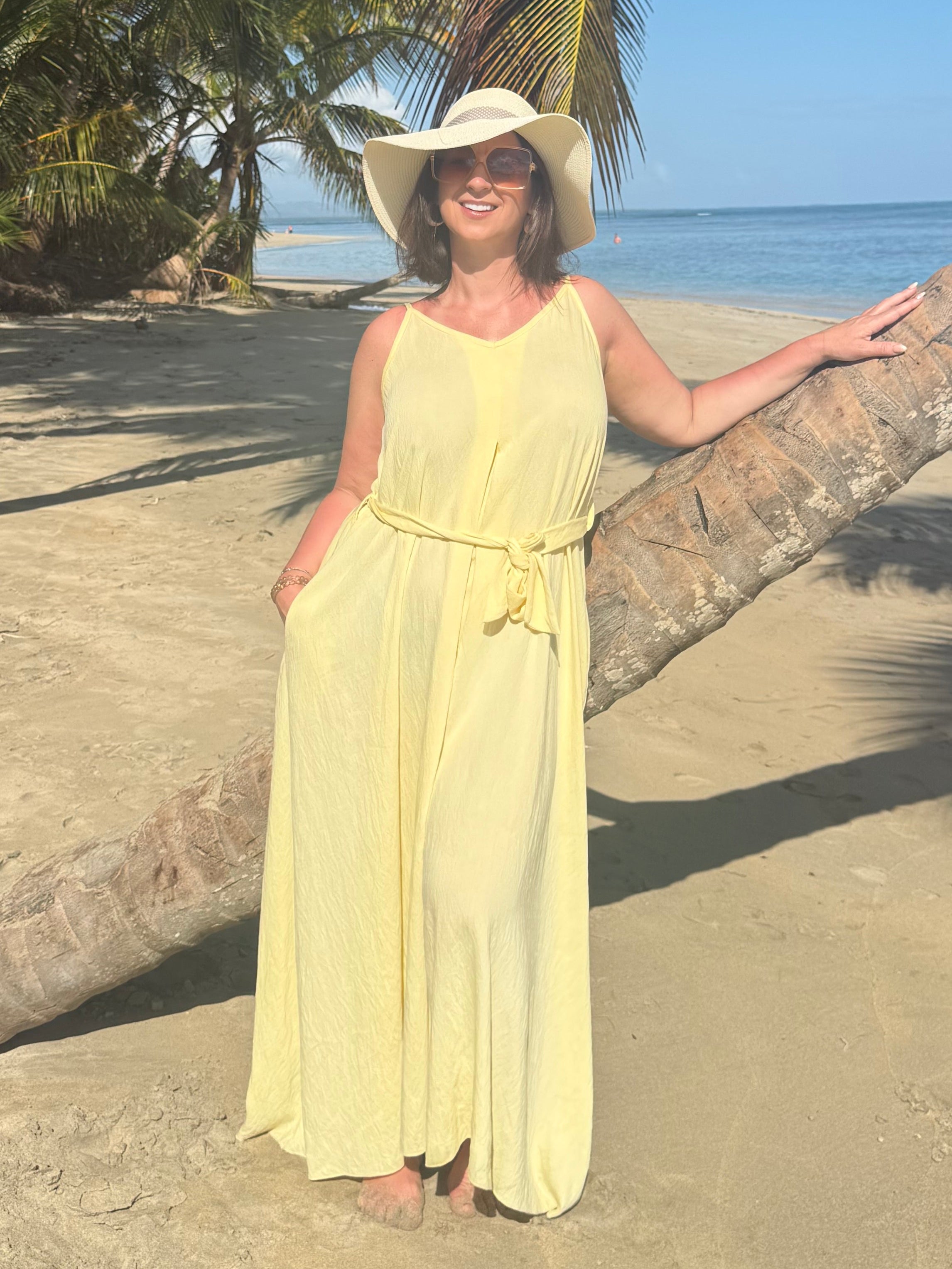 Robe jaune à poches