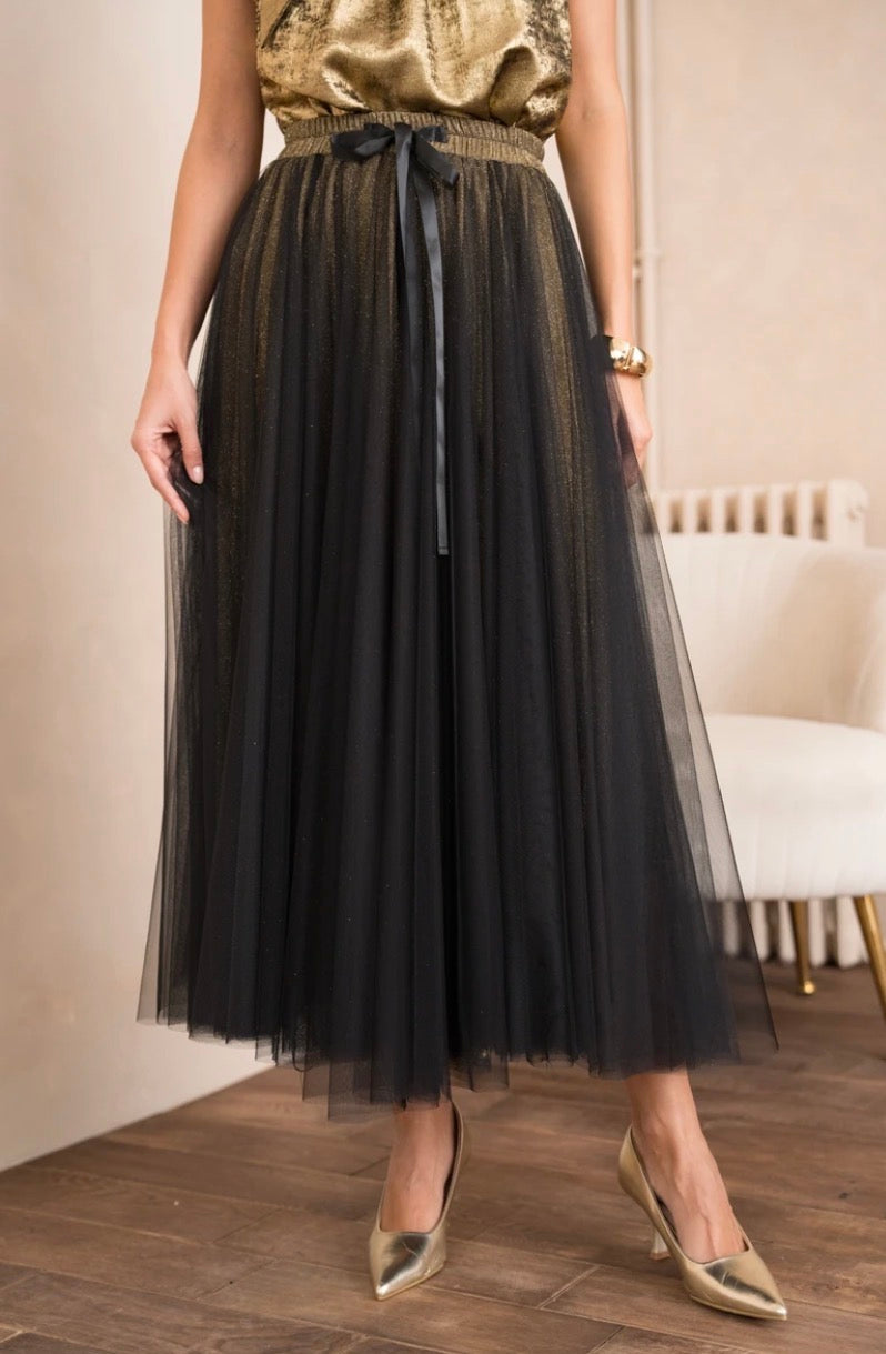 Jupe Aria en tulle à doublure pailletée
