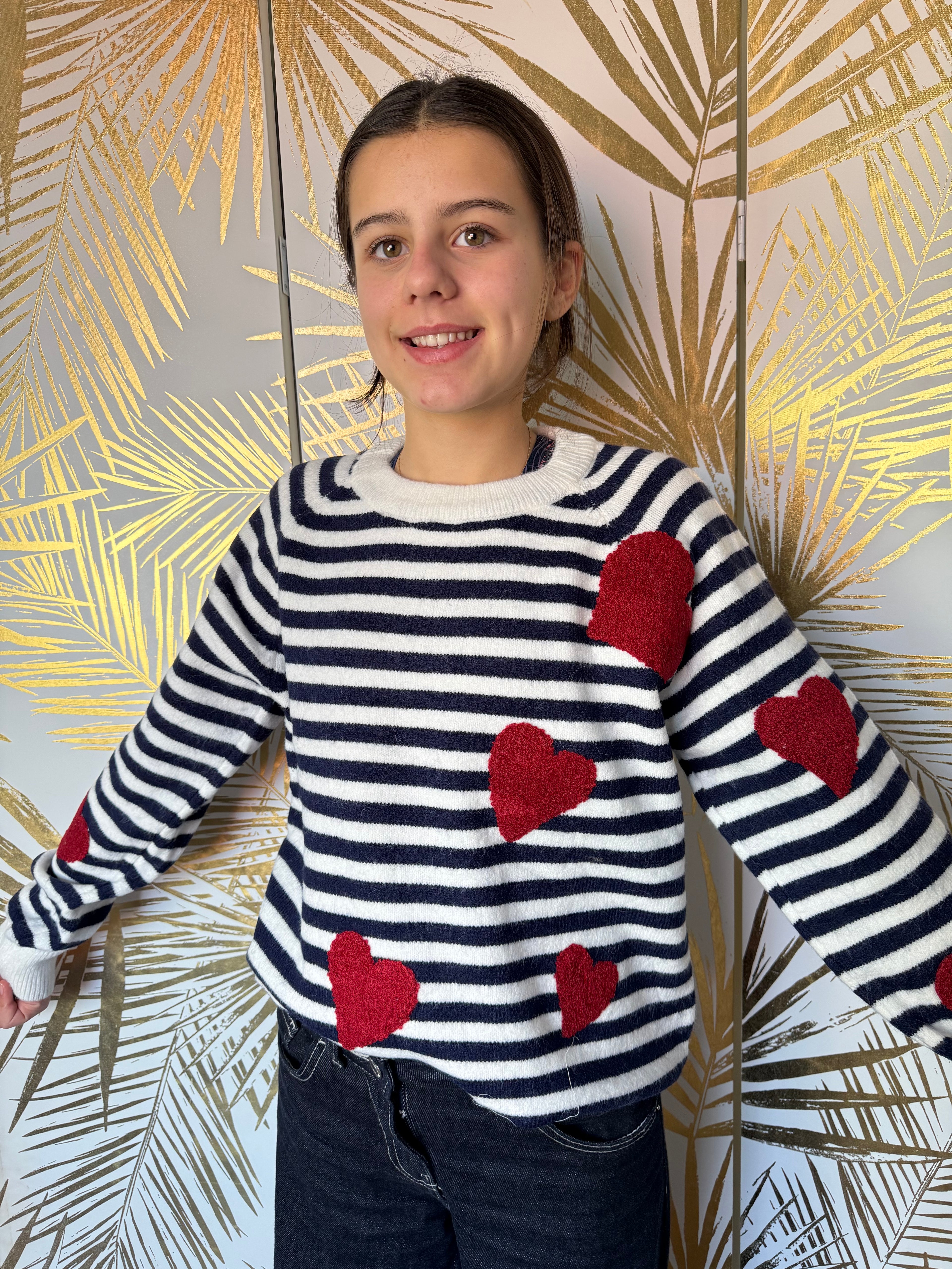 Pull marin à cœurs