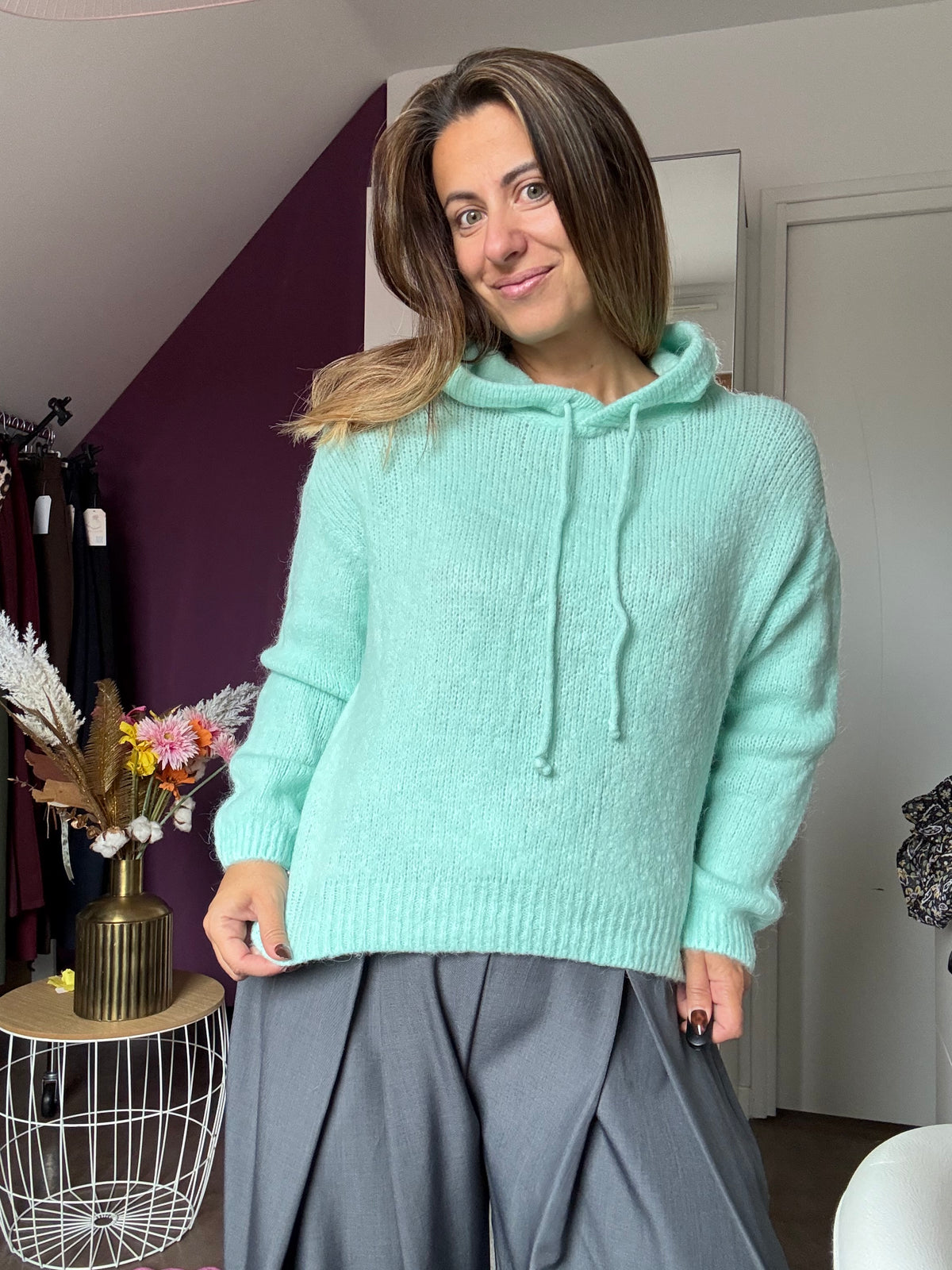 Pull à capuche Mohair