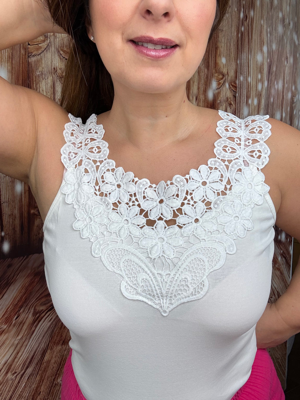 Débardeur dentelle blc