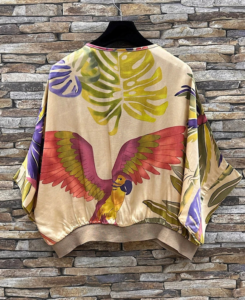Boléro de soie Jungle beige