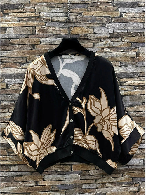 Boléro de fleurs noir et beige