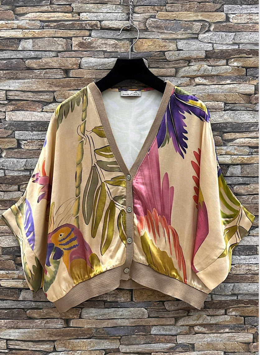 Boléro de soie Jungle beige