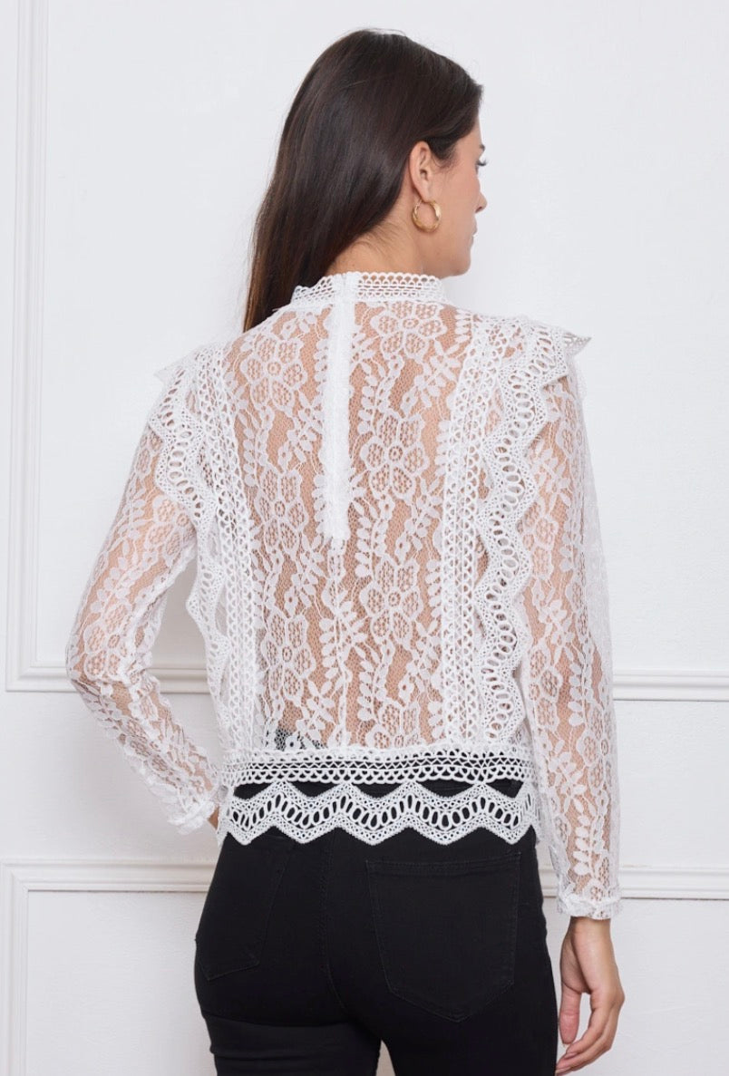 Blouse dentelles blanc