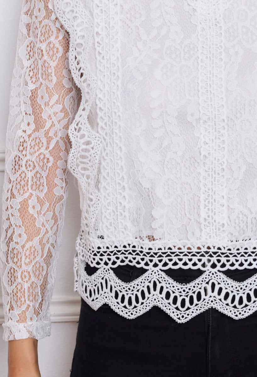 Blouse dentelles blanc